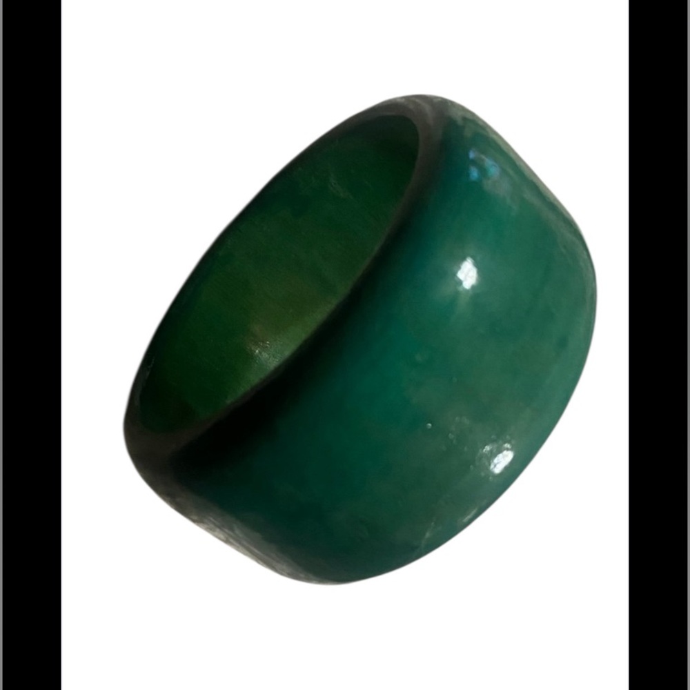Vintage Laquered Wood Green Chunky Bracelet #7884